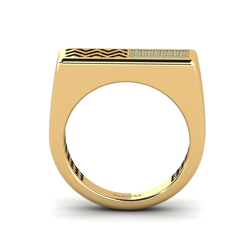 18ct Yellow Gold Green Diamond Men's Ring Bisogno