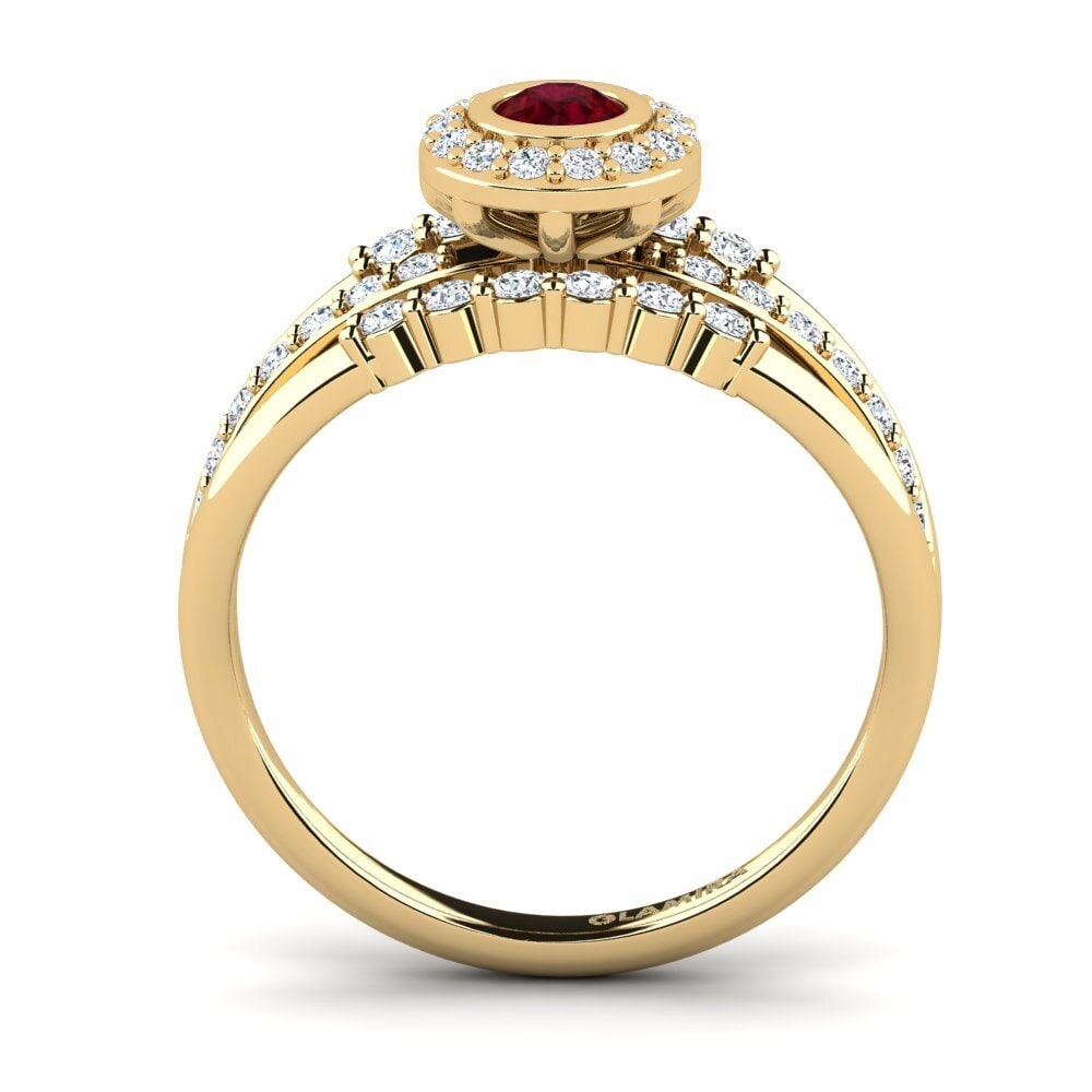 14ct Yellow Gold Ruby Women's Ring Bittedw