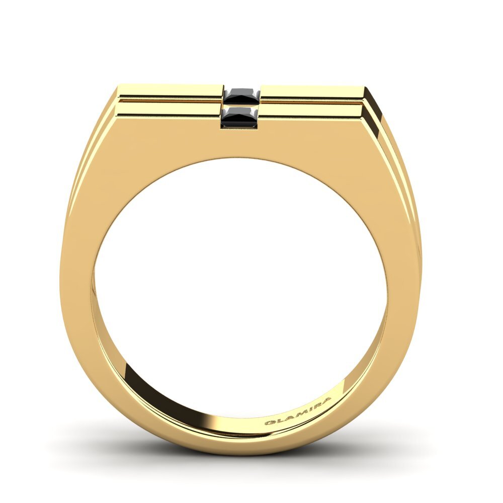 Oro Giallo 585 Onice Nero Anello da uomo Bogdan