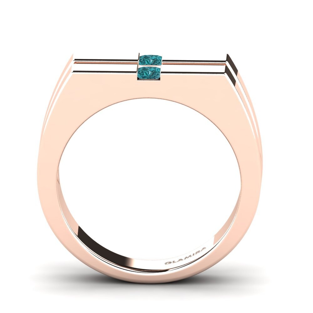 Oro Rosso 585 Diamante Blu Anello da uomo Bogdan
