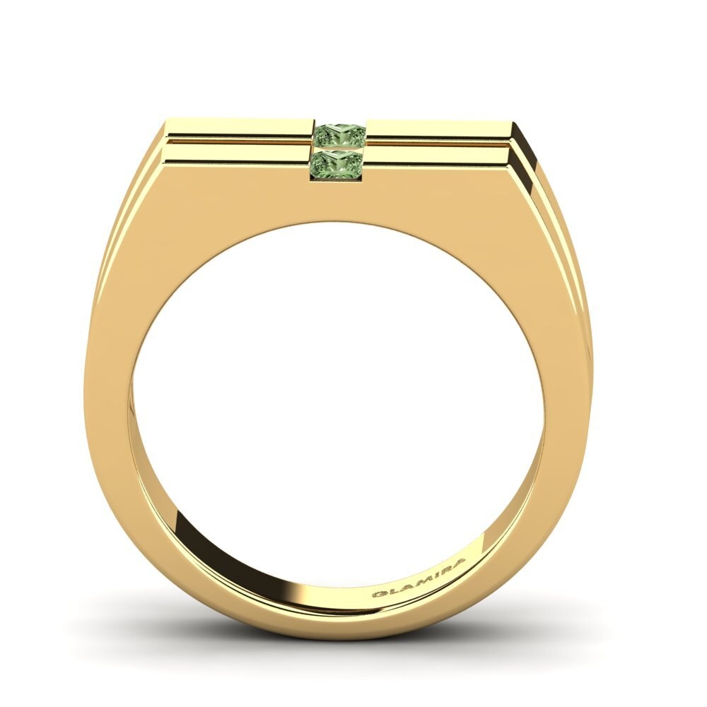 18ct Yellow Gold Green Diamond Men's Ring Bogdan