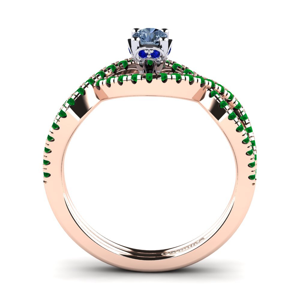 14ct Rose / White Gold Blue Diamond Engagement Ring Bonita 0.16 crt