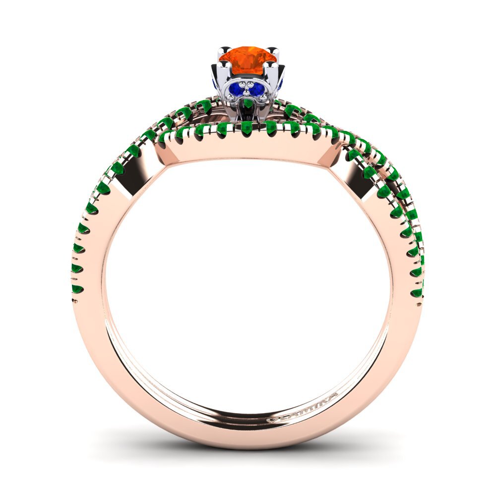 14ct Rose / White Gold Fire-Opal Engagement Ring Bonita 0.16 crt