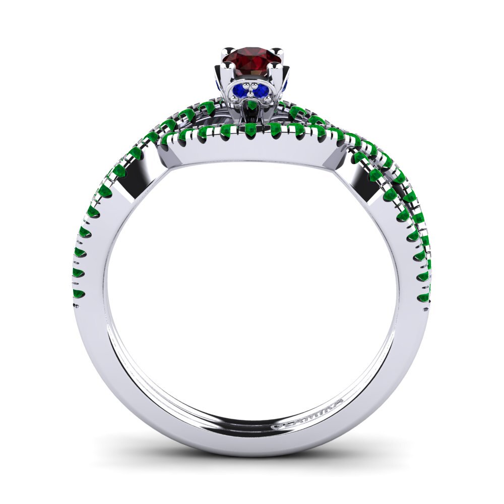 9ct White Gold Garnet Engagement Ring Bonita 0.16 crt