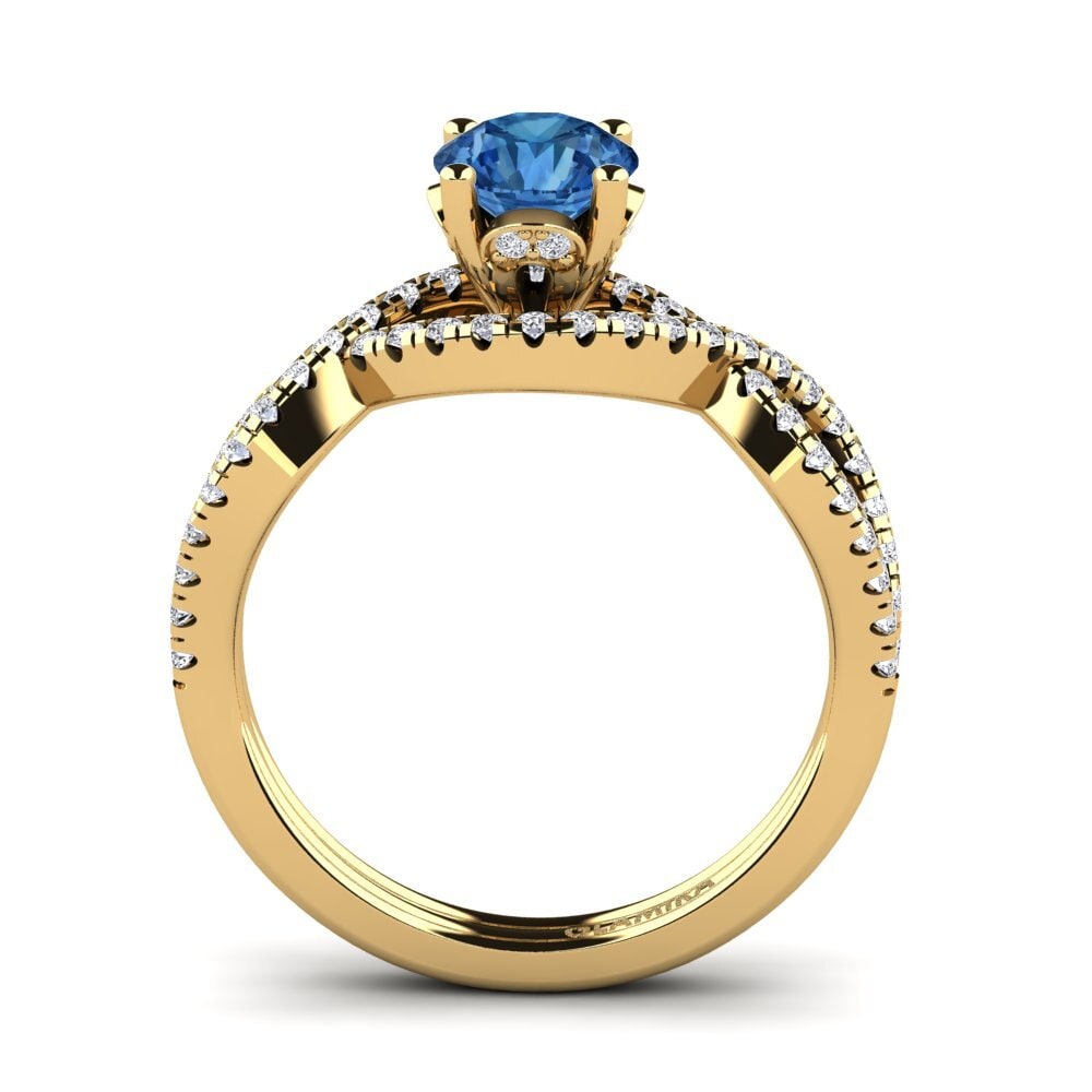 Circonita Azul Oscuro Anillo de compromiso Bonita 0.8 crt