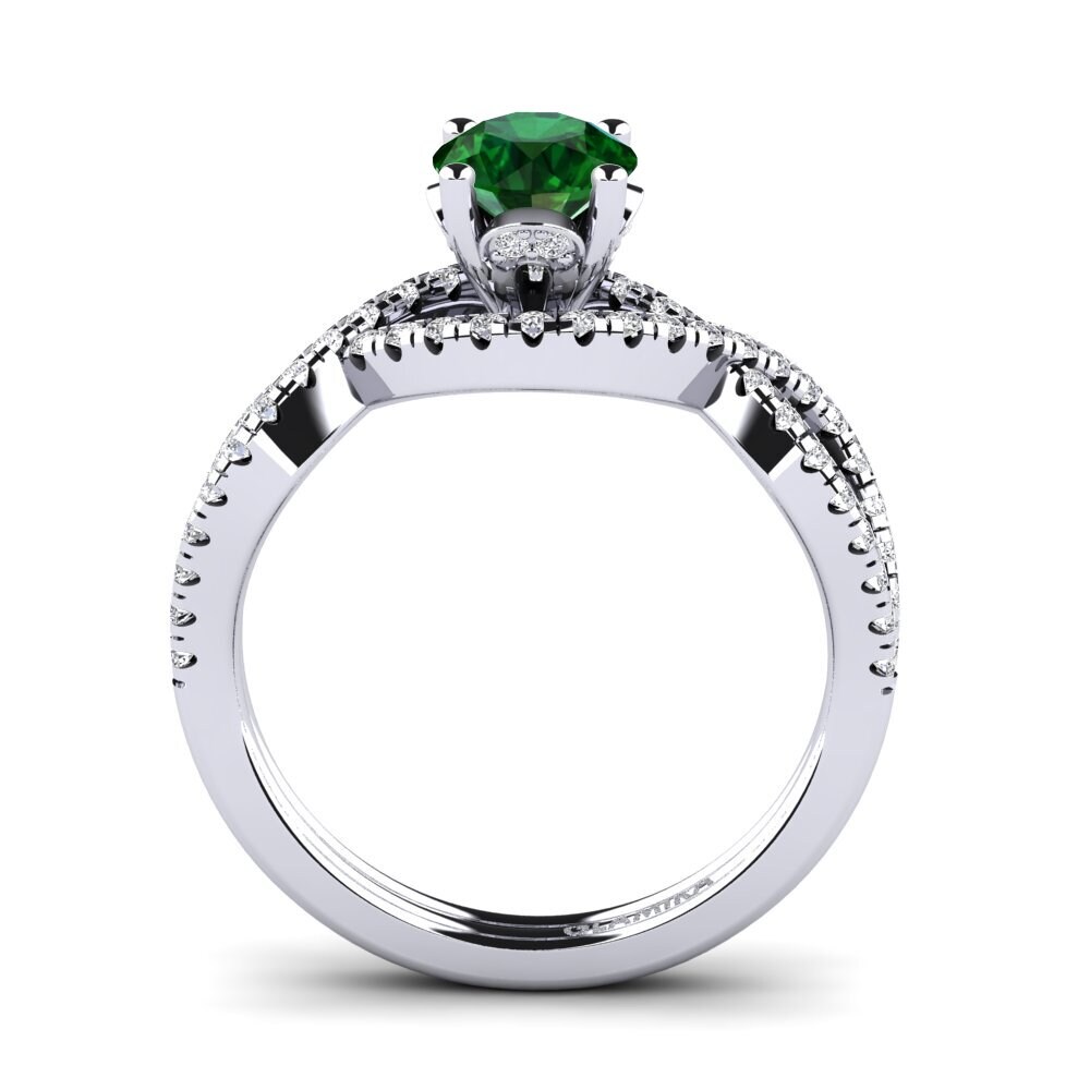 White Silver Tsavorite Engagement Ring Bonita 0.8 crt