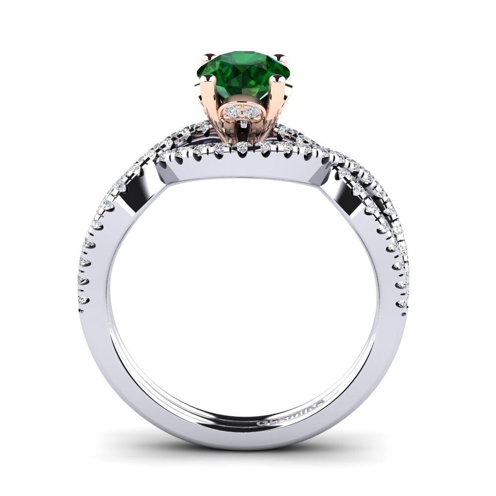 14ct White & Rose Gold Tsavorite Engagement Ring Bonita 0.8 crt
