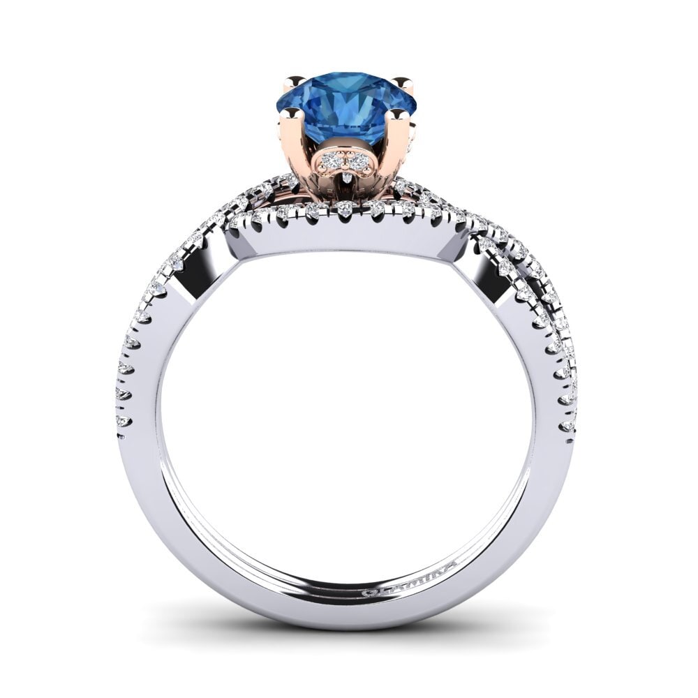 Circonita Azul Oscuro Anillo de compromiso Bonita 1.0 crt