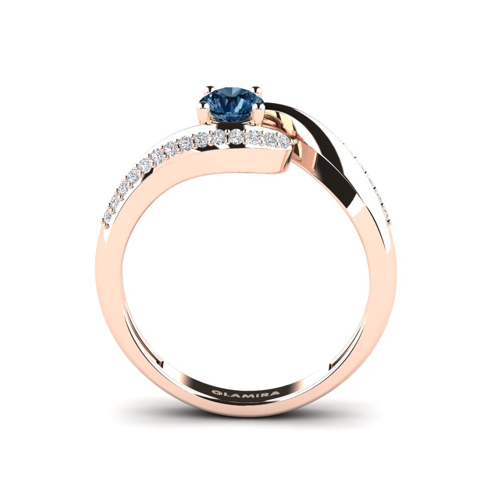 14k Oro Rosa Diamante Azul Anillo de compromiso Bostanget