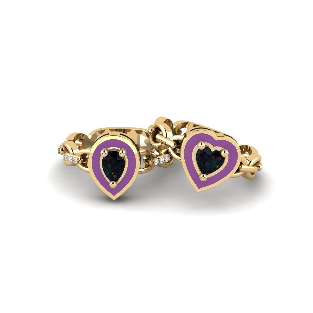 Schwarzer Opal Stapelbarer Ring Braks - SET