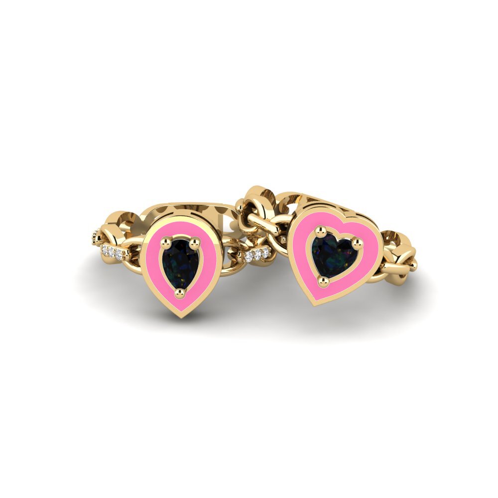 Schwarzer Opal Stapelbarer Ring Braks - SET