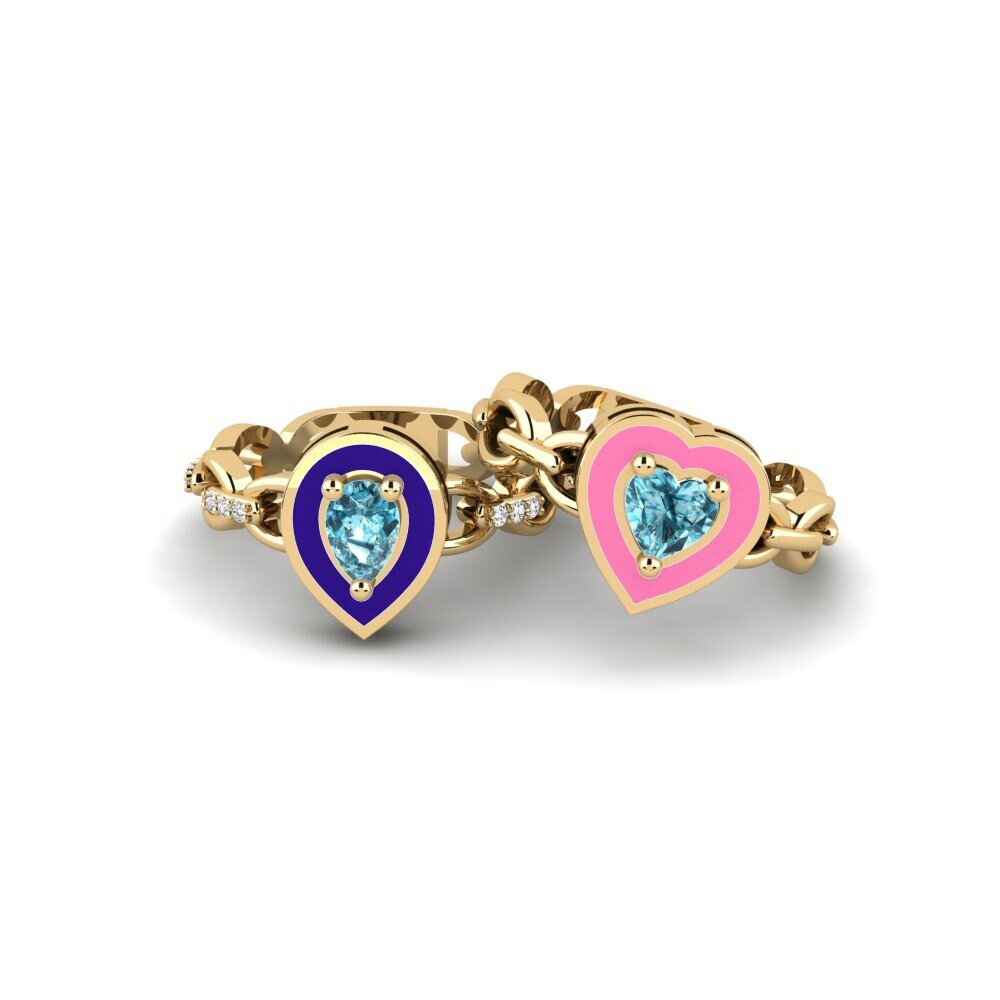 Blue Zircon Stackable Ring Braks - SET