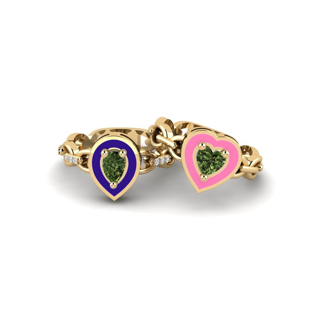 Green Sapphire Stackable Ring Braks - SET
