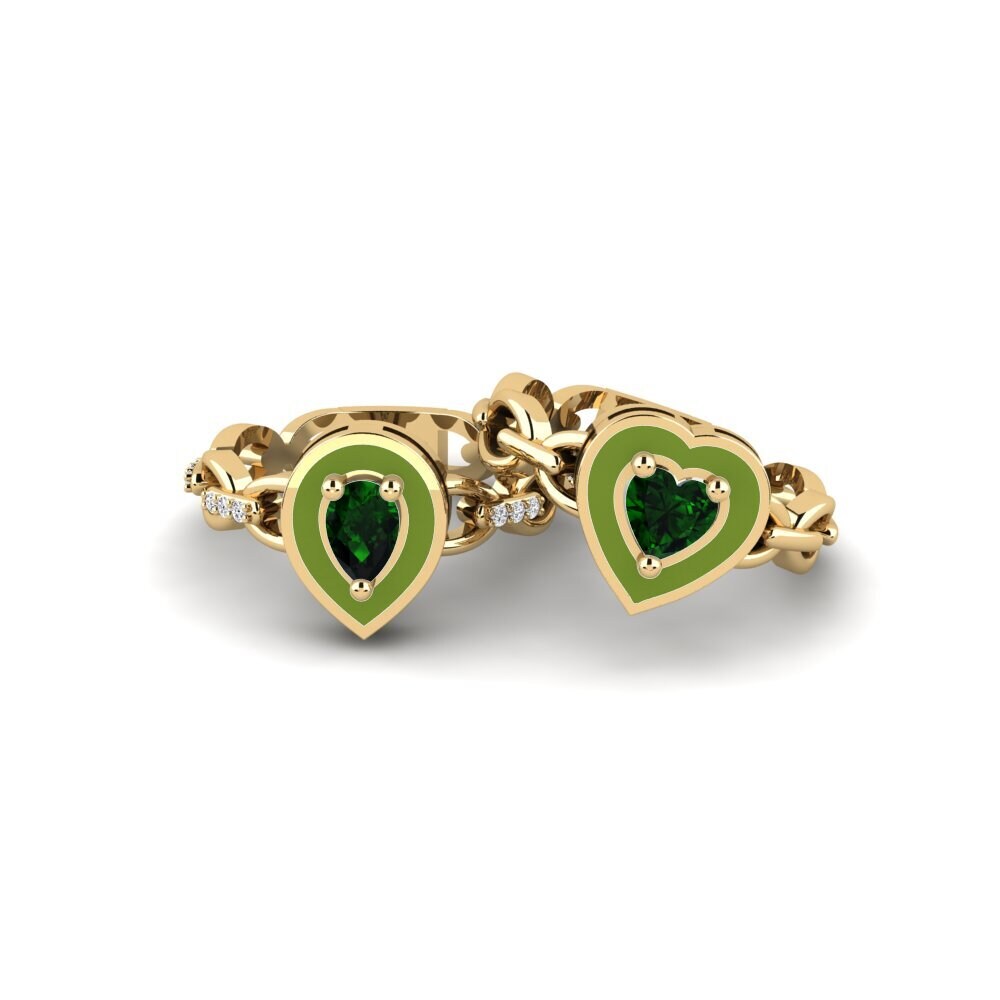 Green Tourmaline Stackable Ring Braks - SET