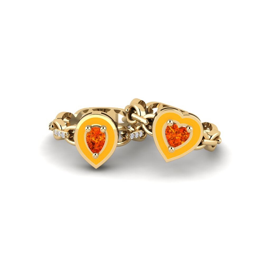 Orange Sapphire Stackable Ring Braks - SET