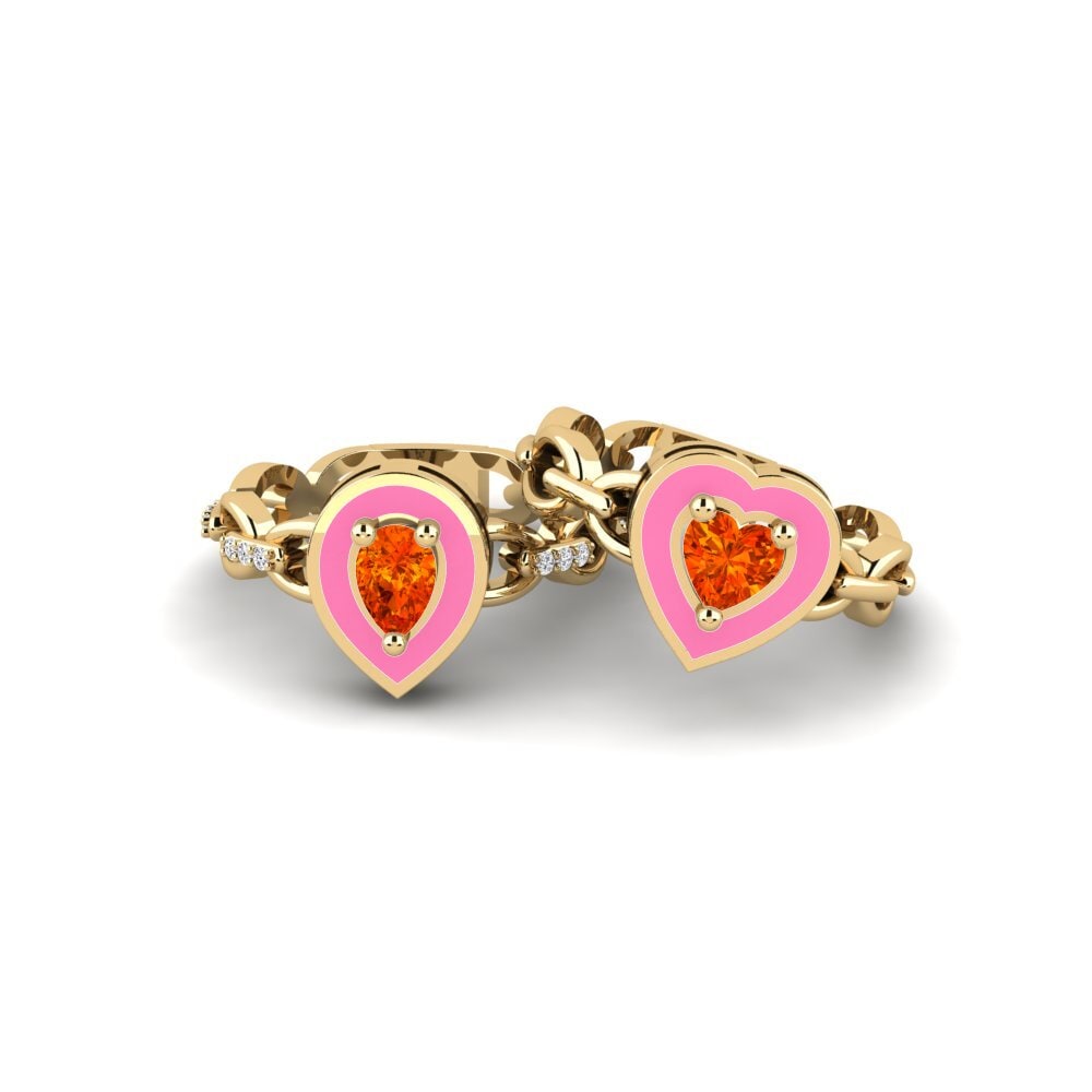 Orange Sapphire Stackable Ring Braks - SET