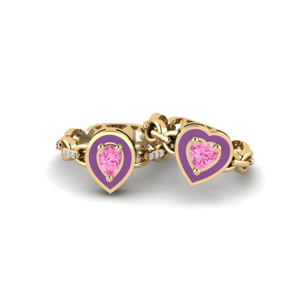 Rosa Saphir Stapelbarer Ring Braks - SET