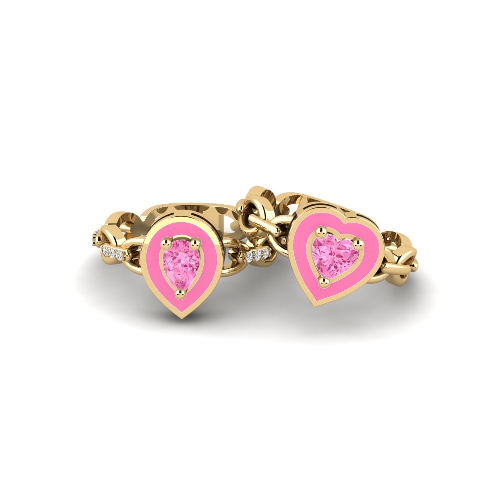Pink Sapphire Stackable Ring Braks - SET