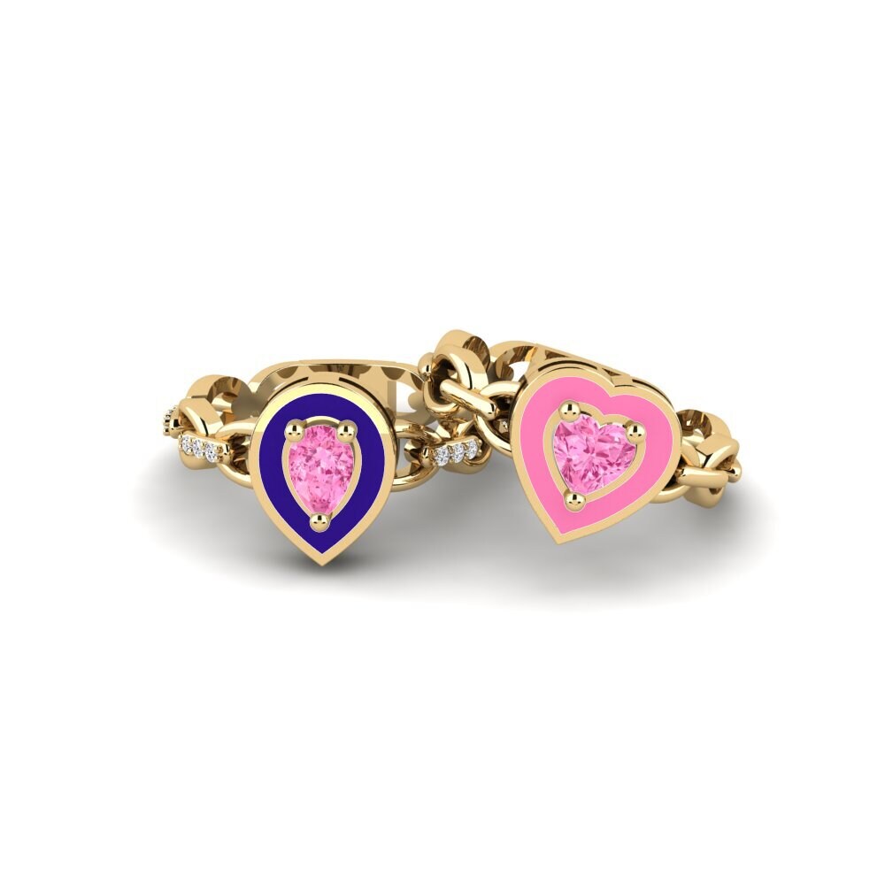 Pink Sapphire Stackable Ring Braks - SET