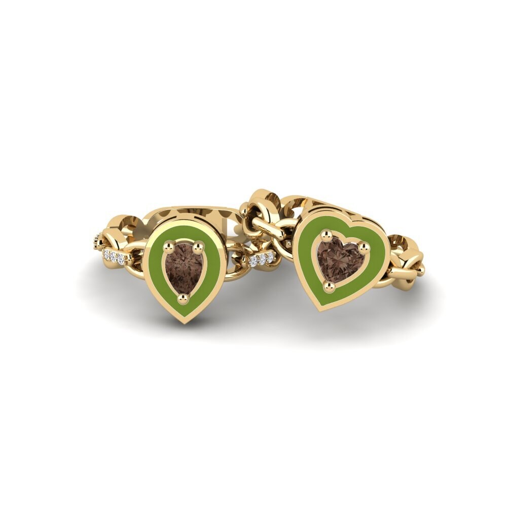 Smoky Quartz Stackable Ring Braks - SET