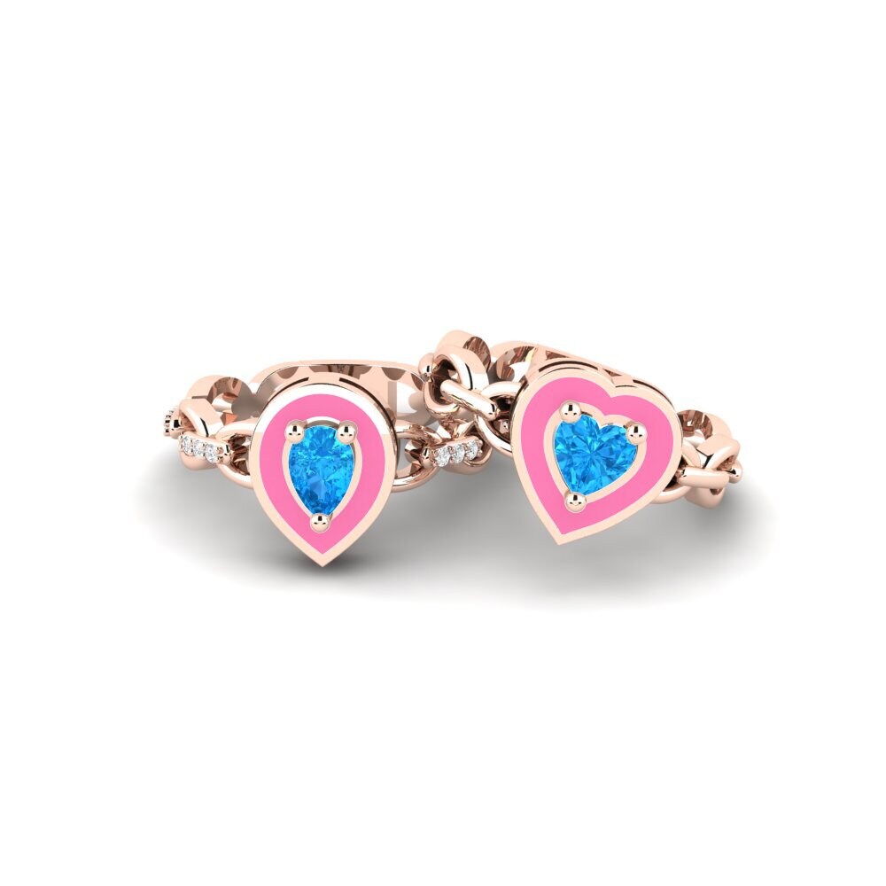 Bagues de fiançailles Or Rose 9k Topaze Bleue Stackable