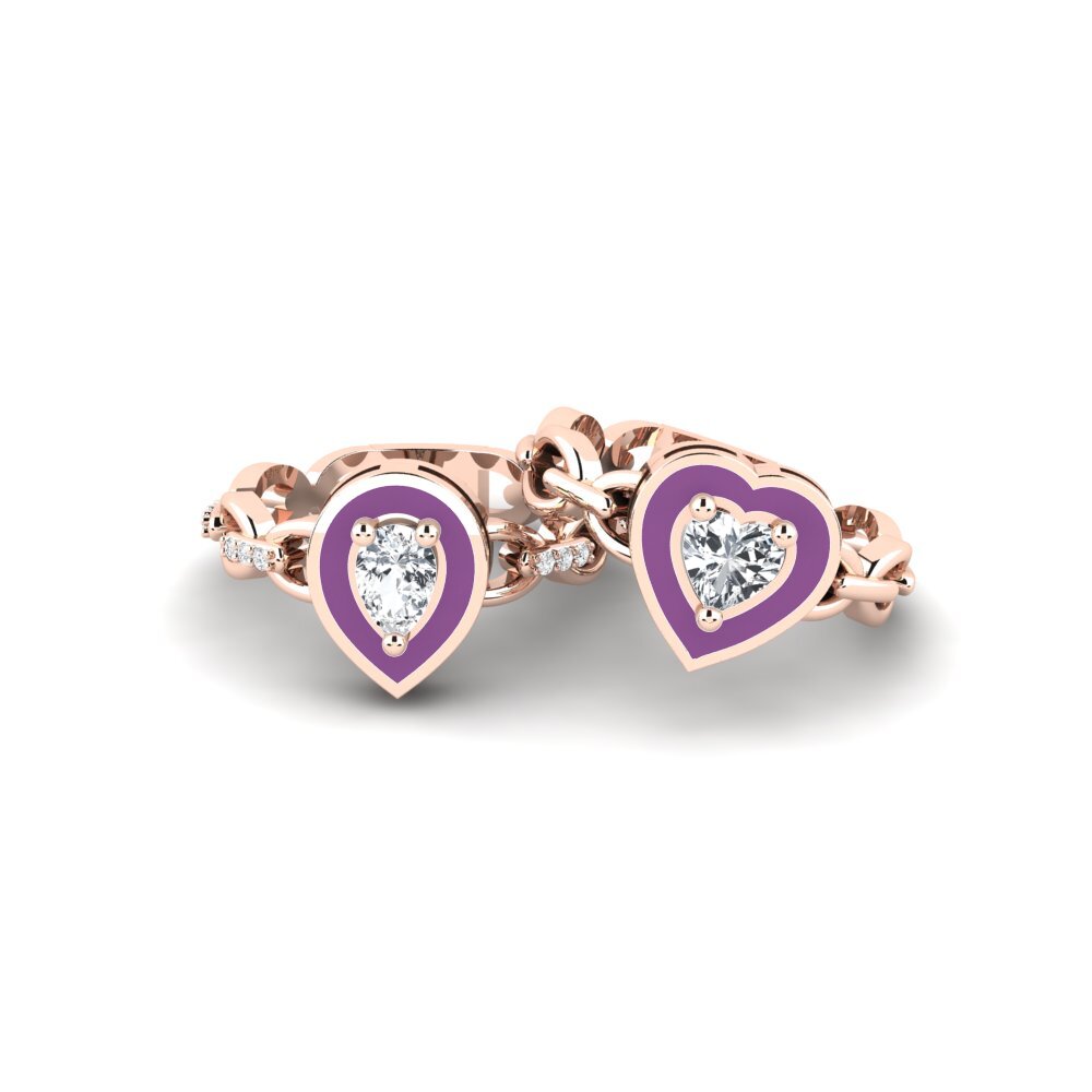 Stackable 14K Rood Goud Witte zirkoon Verlovingsringen