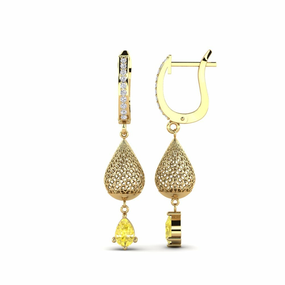 Saphir Jaune Boucle d'oreille femme Branne