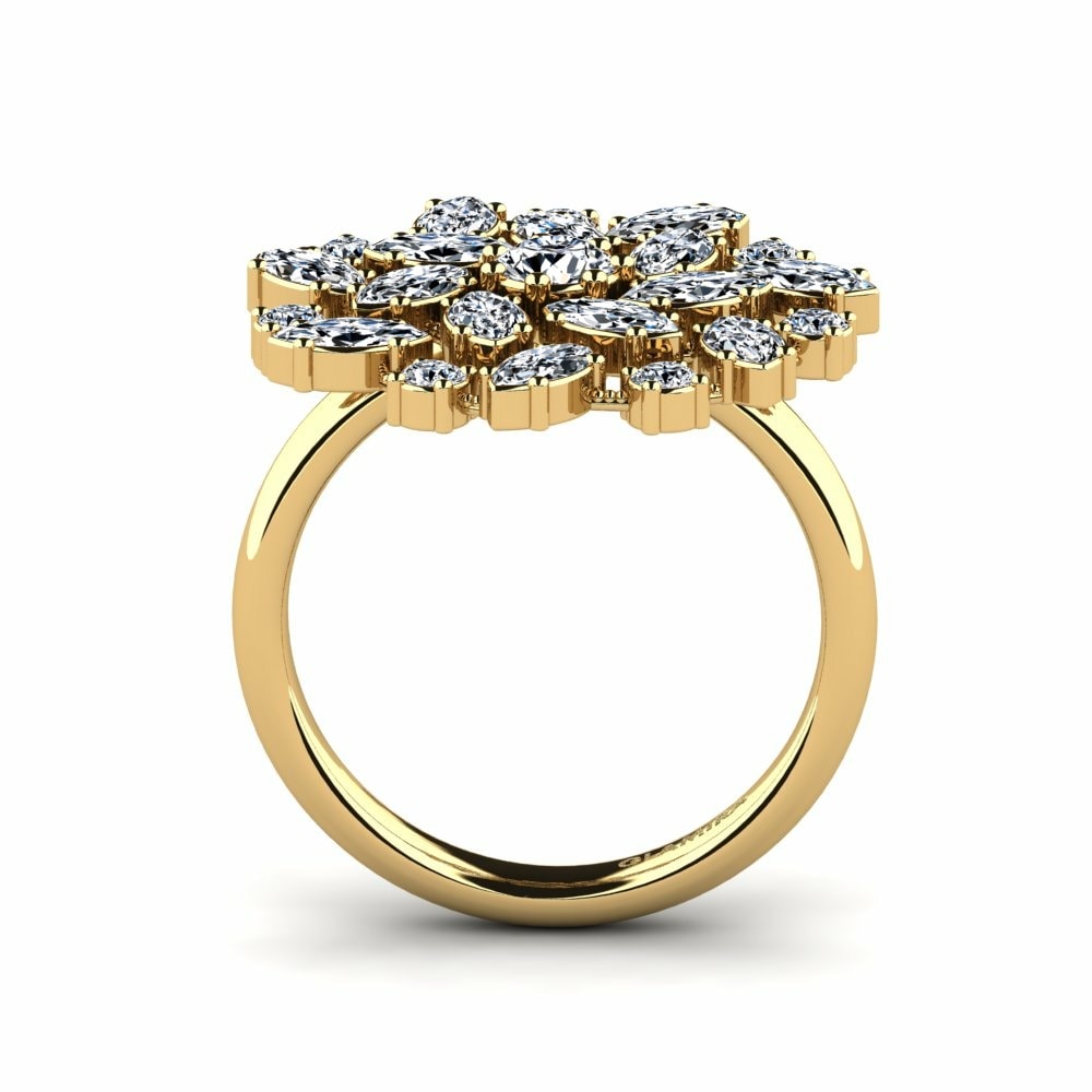 Premium Rund 0.25 Carat Swarovski Kristaller 14k Gult Guld Ring Branwyn