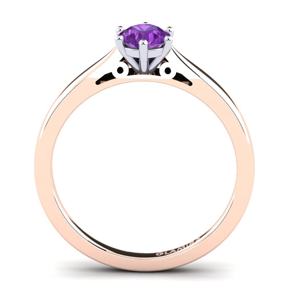 14ct Rose / White Gold Amethyst Engagement Ring Bridal Glory