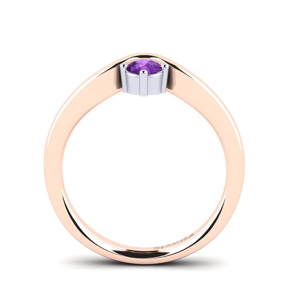 14ct Rose / White Gold Amethyst Engagement Ring Bridal Love