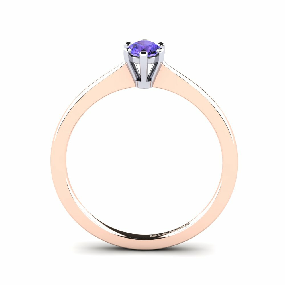 18k Rose & White Gold Tanzanite Engagement Ring Bridal Rise