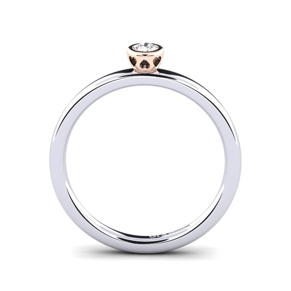 18ct White & Rose Gold White sapphire Women's Ring Bridal Passion 0.1 crt