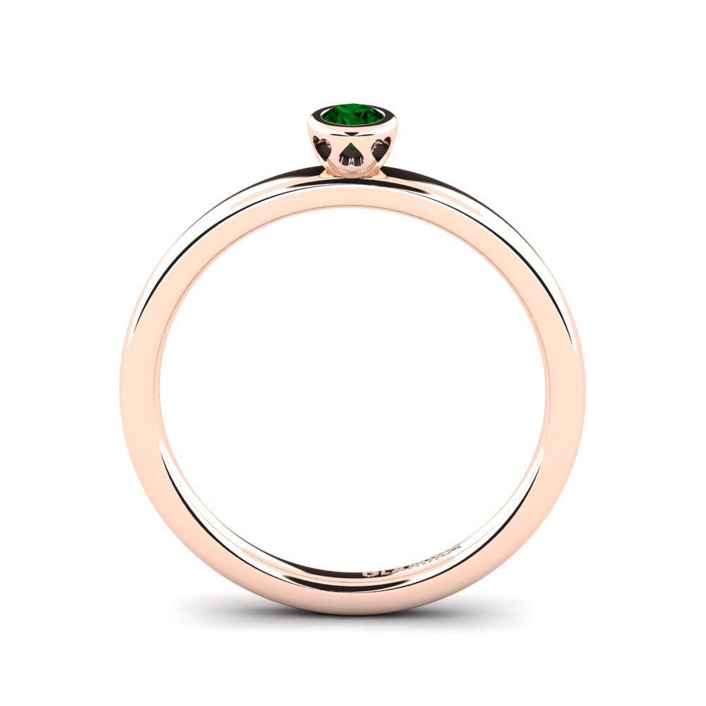 14ct Rose Gold Green Zirconia Women's Ring Bridal Passion 0.1 crt
