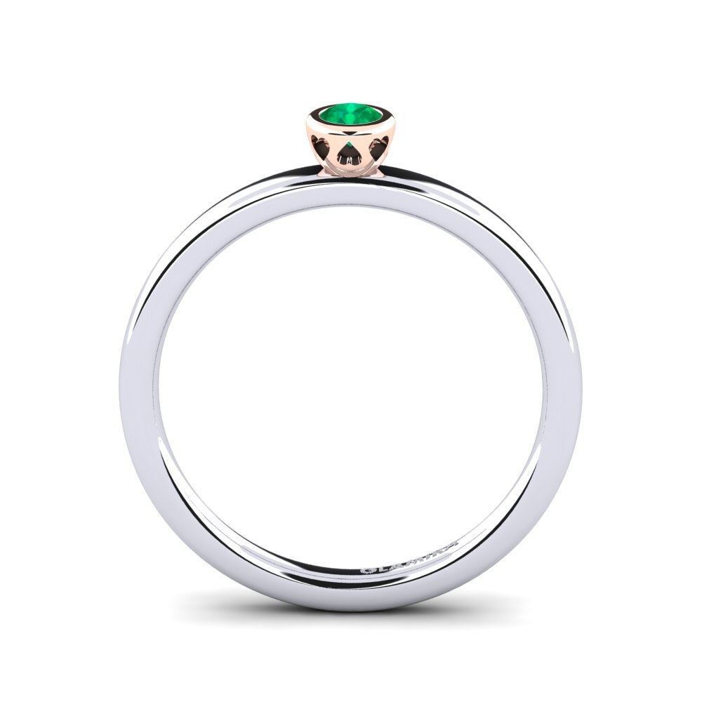 14ct White & Rose Gold Emerald Women's Ring Bridal Passion 0.1 crt