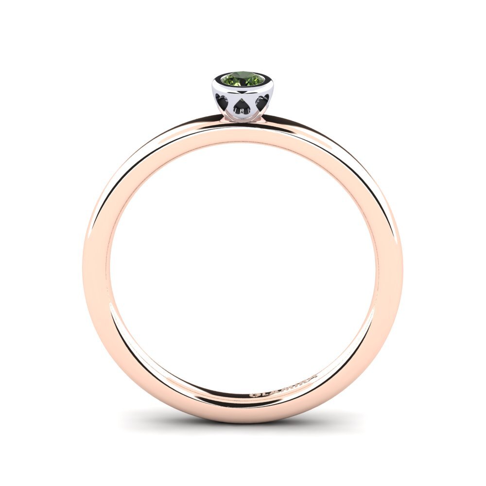 18ct Rose & White Gold Green Sapphire Women's Ring Bridal Passion 0.1 crt