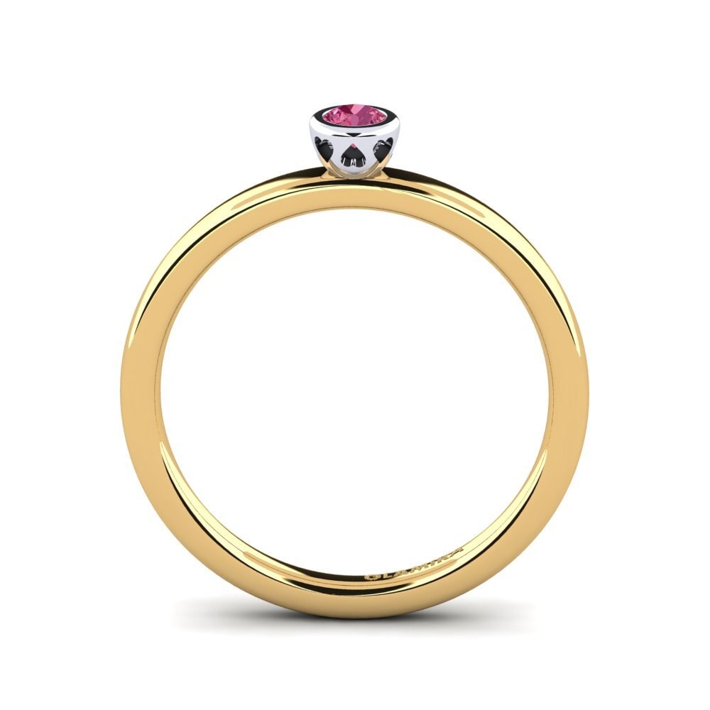 18ct Yellow & White Gold Pink Tourmaline Women's Ring Bridal Passion 0.1 crt