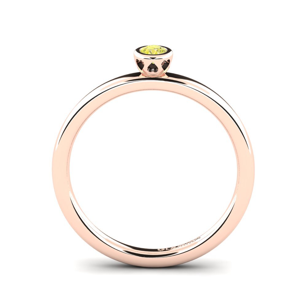 14ct Rose Gold Yellow Diamond Women's Ring Bridal Passion 0.1 crt