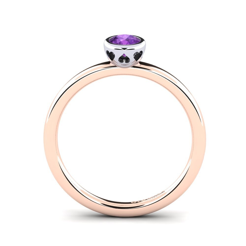 14ct Rose / White Gold Amethyst Engagement Ring Bridal Passion