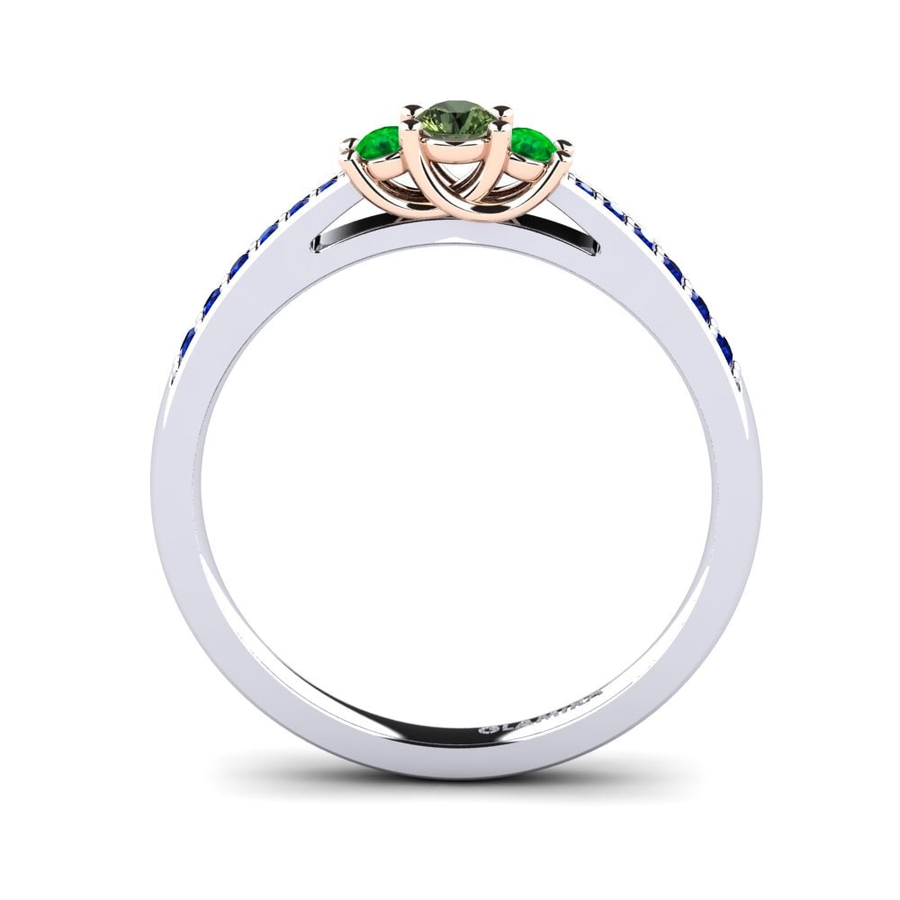 14ct White / Rose Gold Green Sapphire Engagement Ring Brielle