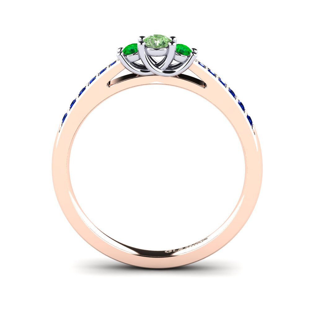 14ct Rose / White Gold Green Diamond Engagement Ring Brielle
