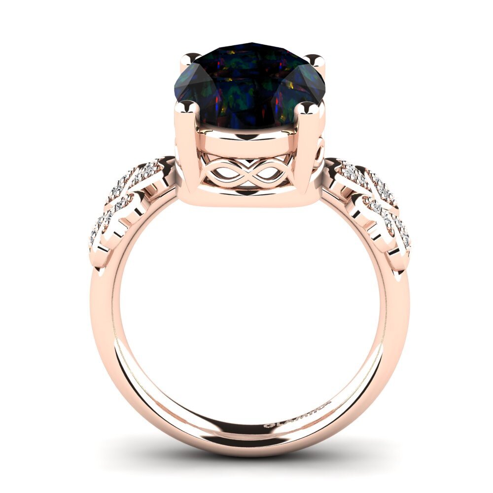 14k Oro Rosa Opalo Negro Anillo Brittaney
