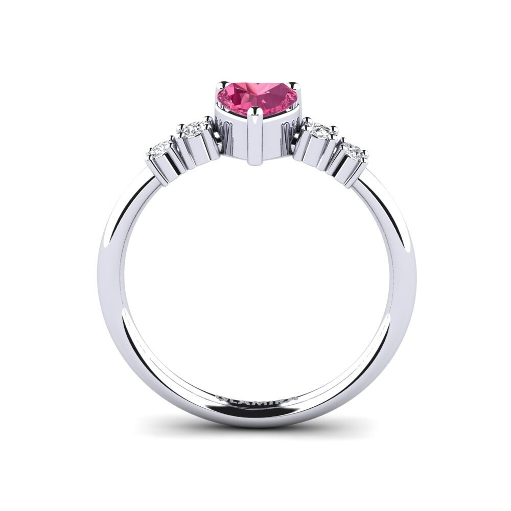 White Silver Pink Tourmaline Engagement Ring Brittany