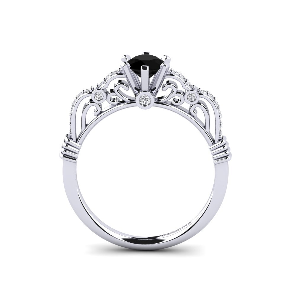 Black Onyx Engagement Ring Brunella