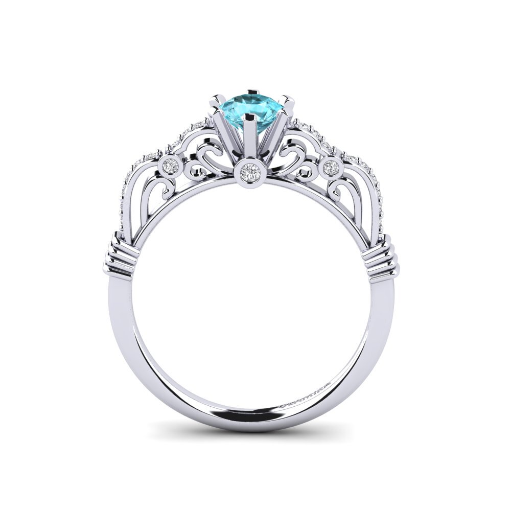 Blue Zircon Engagement Ring Brunella