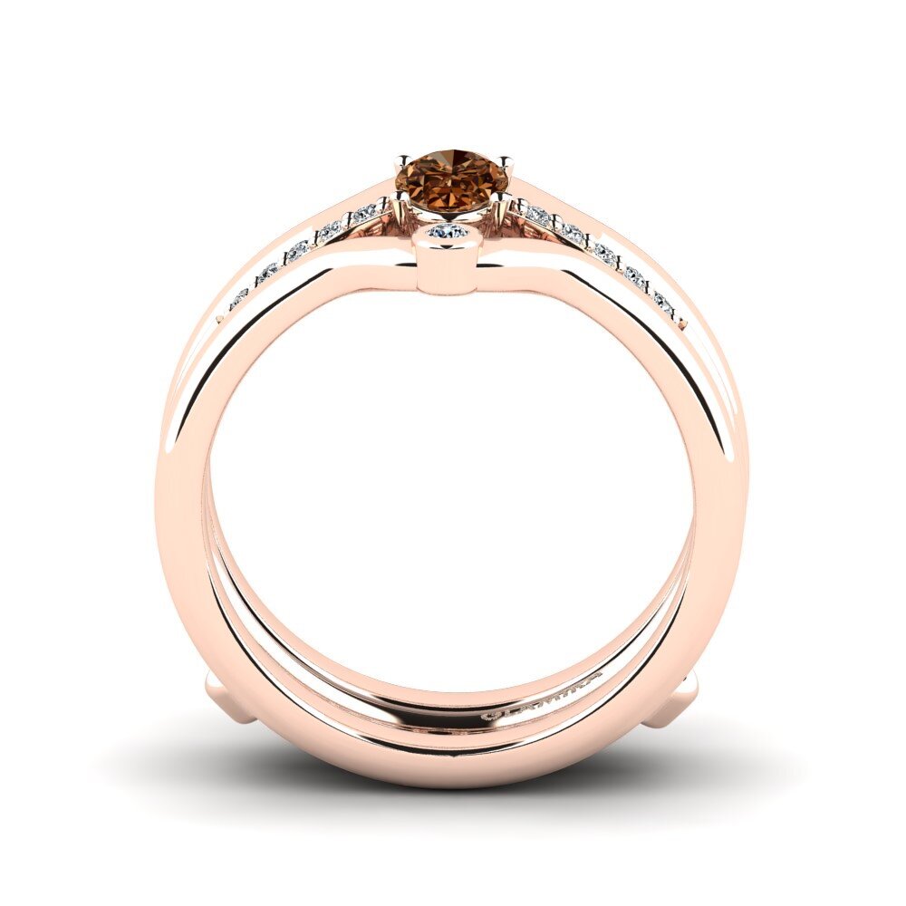 Ovalado Diamante café Anillo Bryoc SET