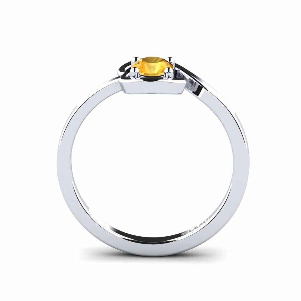 Round 0.35 Carat Design Solitaire Citrine 14k White Gold Women's Ring Bucha