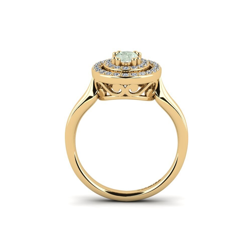 Green Amethyst Engagement Ring Cabannes
