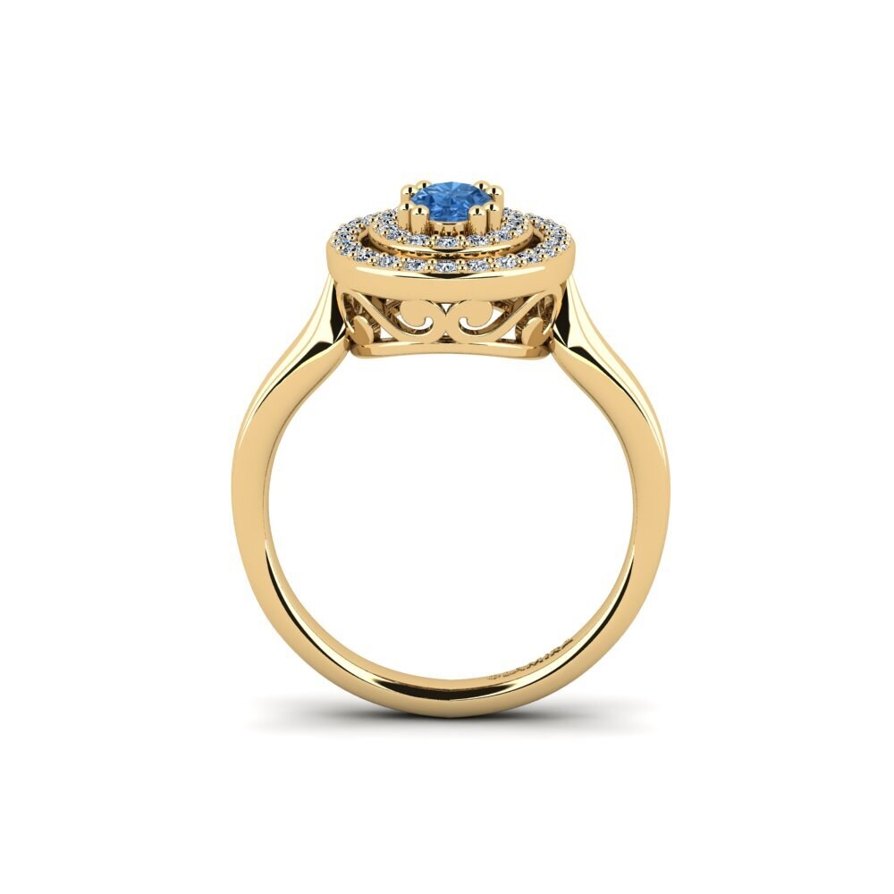Dark Blue Zirconia Engagement Ring Cabannes
