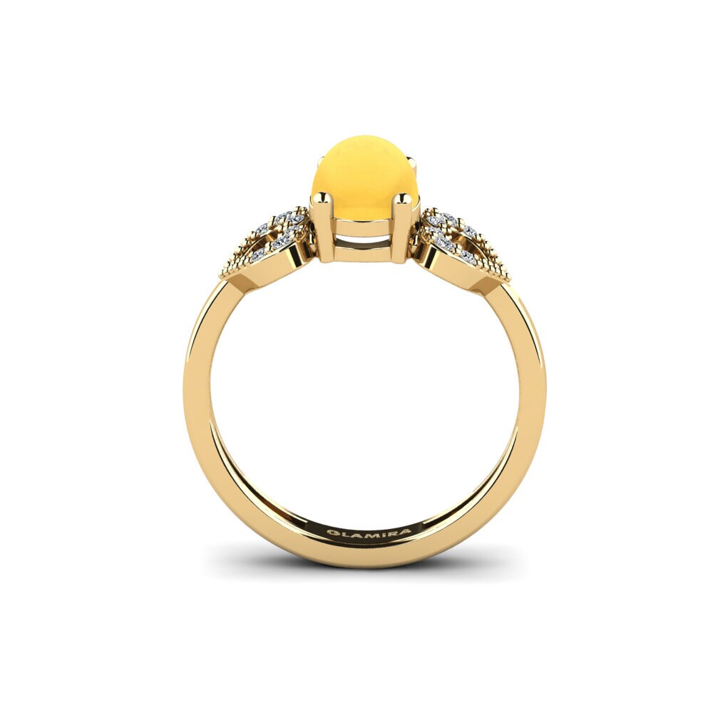 Citrine Engagement Ring Cabbi - Cabochon Oval