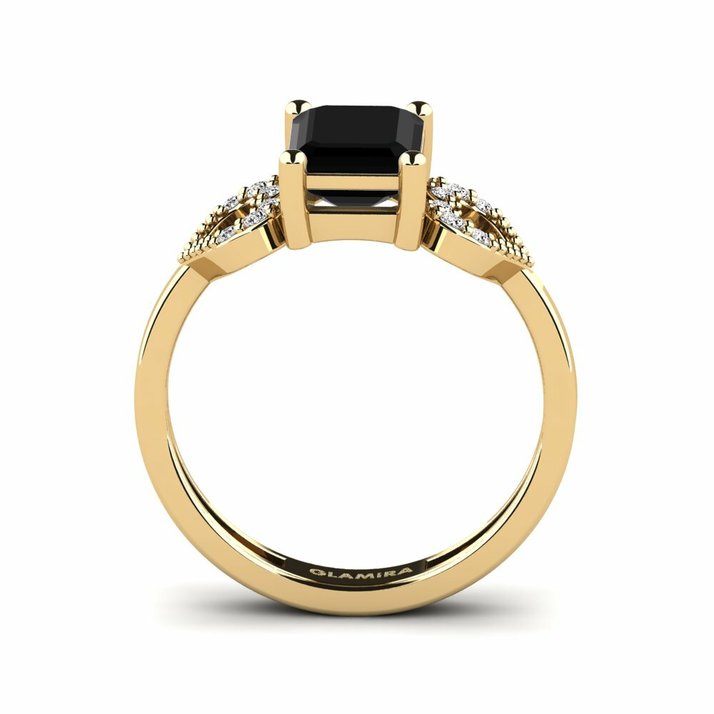 Black Onyx Engagement Ring Cabbi - Emerald